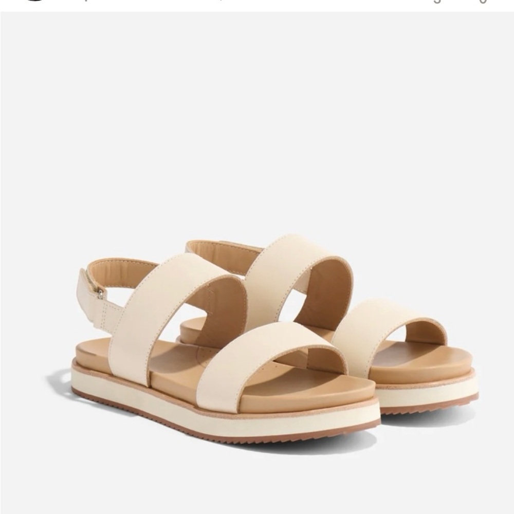 Nisolo Leather Flatform Sandals Bone New in Box. Fits 7.5